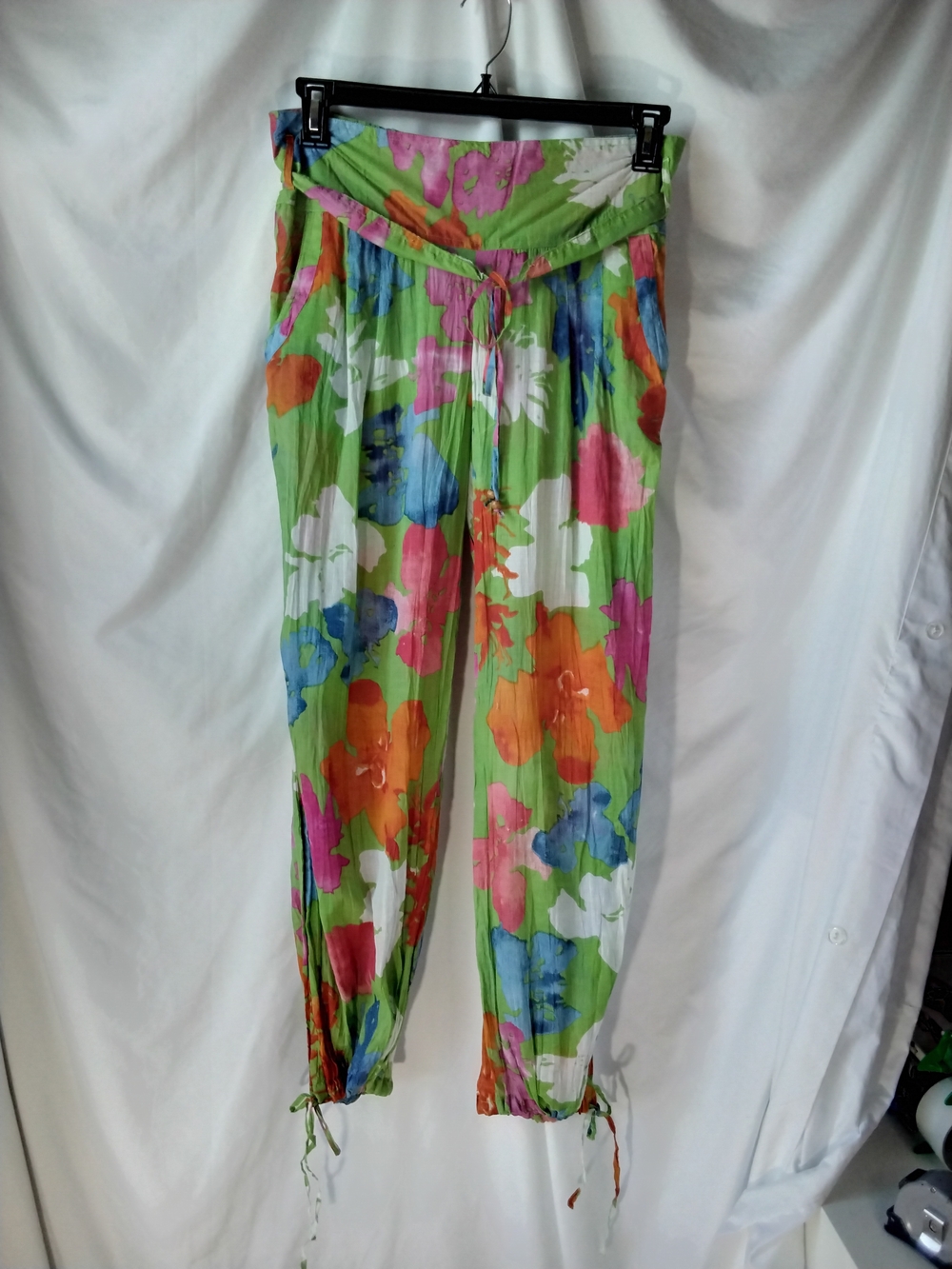 Daisy Bright Green Floral Drawstring Joggers